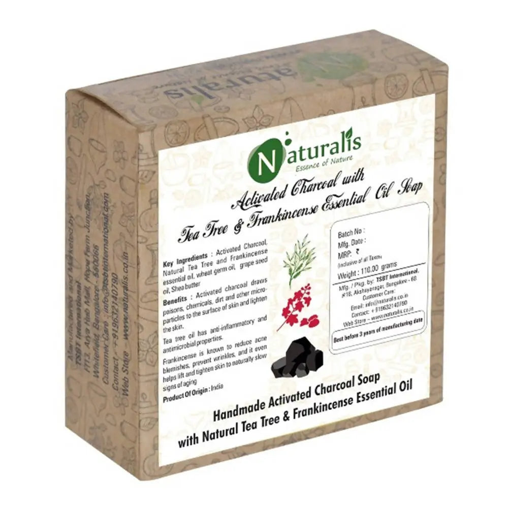 Naturalis Essence Of Nature Handmade Activated Charcoal Soap With Natural Tea Tree & Frankincense Essential Oil Soap | Naturalis | Wiccan Center