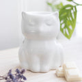 Shiny White Cat Oil Burner | Wax Melt Warmer | Wiccan Center