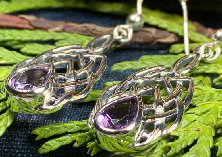 Abria Celtic Knot Earrings in Sterling Silver | Dangle Earrings | Wiccan Center
