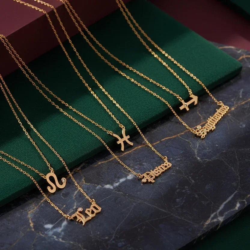Gold Double Layered Zodiac Necklace | Necklace | Wiccan Center