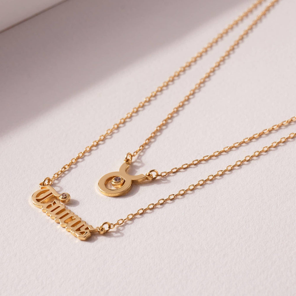 Gold Double Layered Zodiac Necklace | Necklace | Wiccan Center