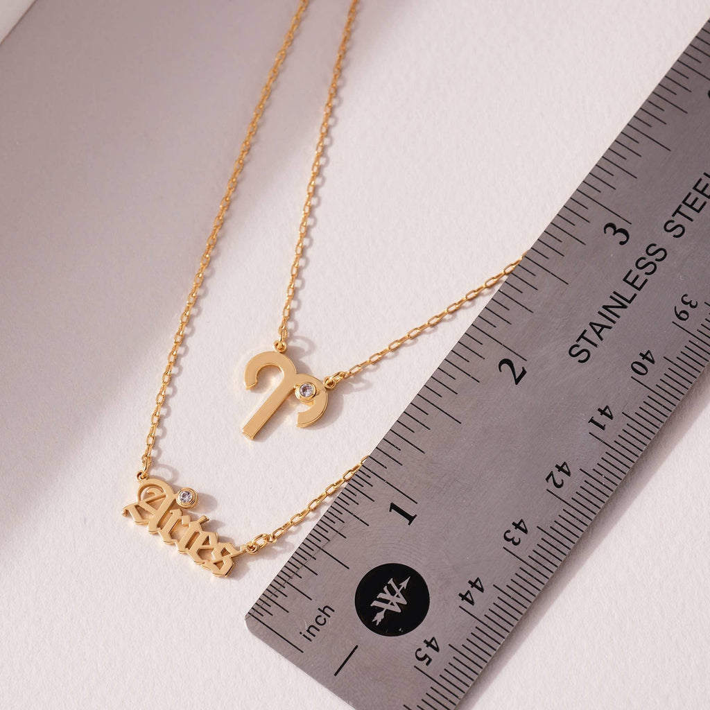 Gold Double Layered Zodiac Necklace | Necklace | Wiccan Center