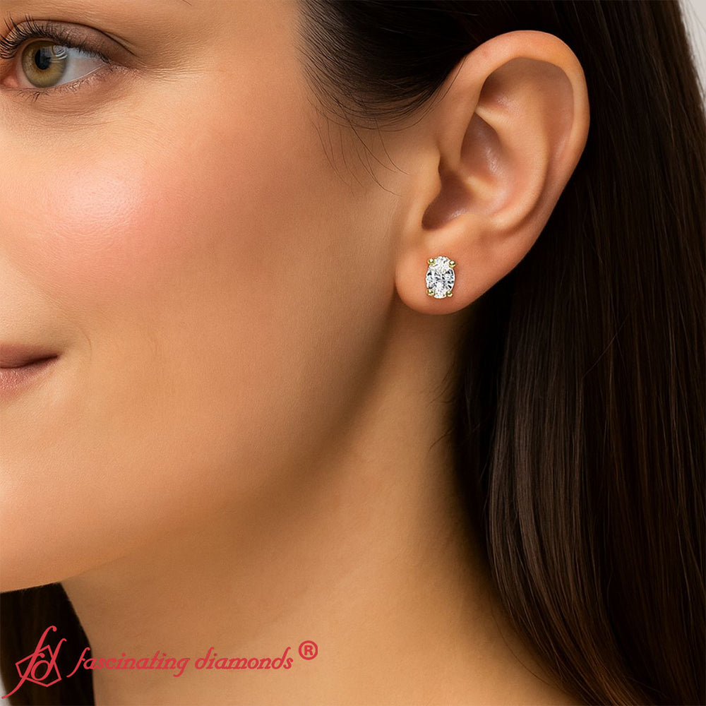 Stud Earring Basket Oval Shaped