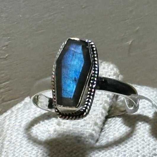 Labradorite Coffin Ring 9 (03.8032) | Rings | Wiccan Center