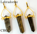 Labradorite Double Terminated Point Pendant with Gold Plated Swivel Bail (1 To 1.5 Inches) (3 Pieces)