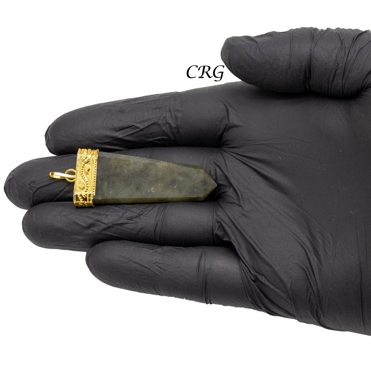 Labradorite Flat Point Pendants with Gold Bail Size 2 Inches (4 Pcs)