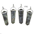 Labradorite Flat Point Pendants with Silver Plating (Size 1 Inch) 6-Sided Faceted Jewelry Charm