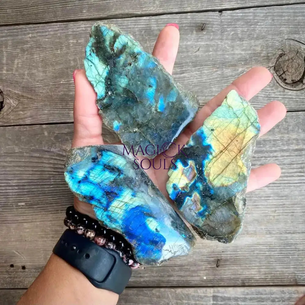 Labradorite One Side Polished Slab — Madagascar Crystal for Protection & Transformation