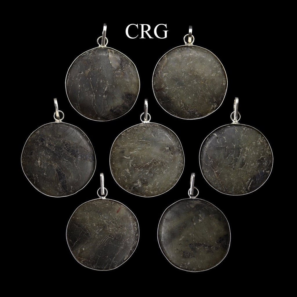 Labradorite Round Cabochon Pendant with Silver Plating (4 Pieces) Size 1.5 to 2 Inches