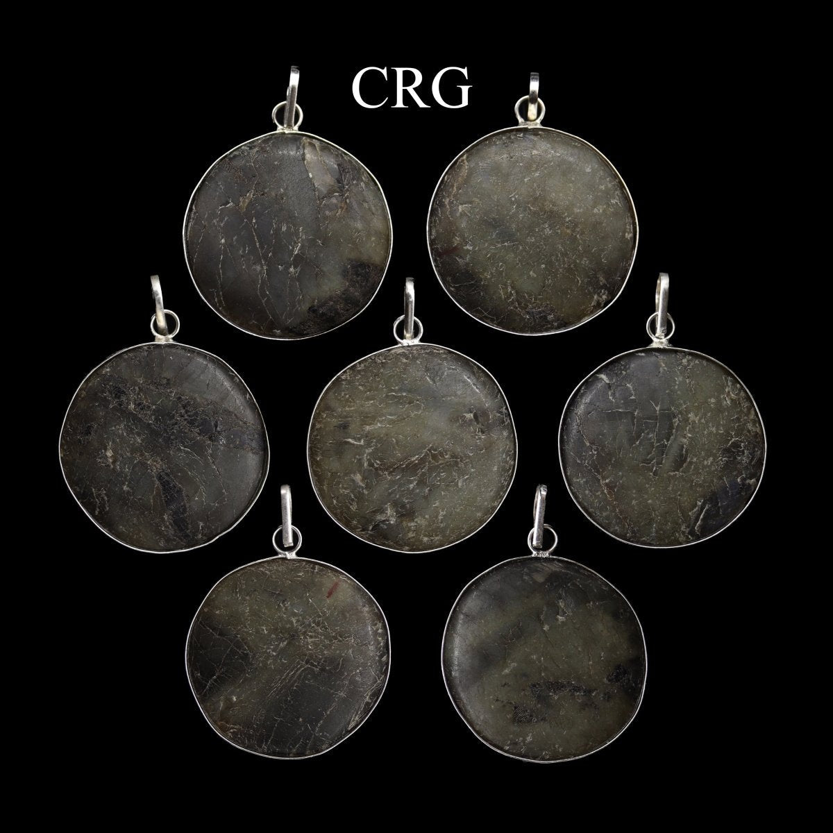 Labradorite Round Cabochon Pendant with Silver Plating (4 Pieces) Size 1.5 to 2 Inches
