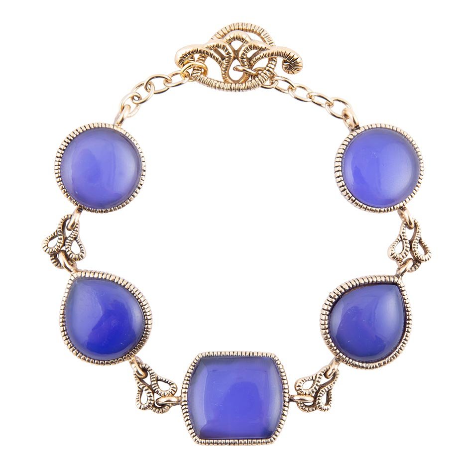 Lace Blue Agate Link Golden Bracelet | Bracelets | Wiccan Center