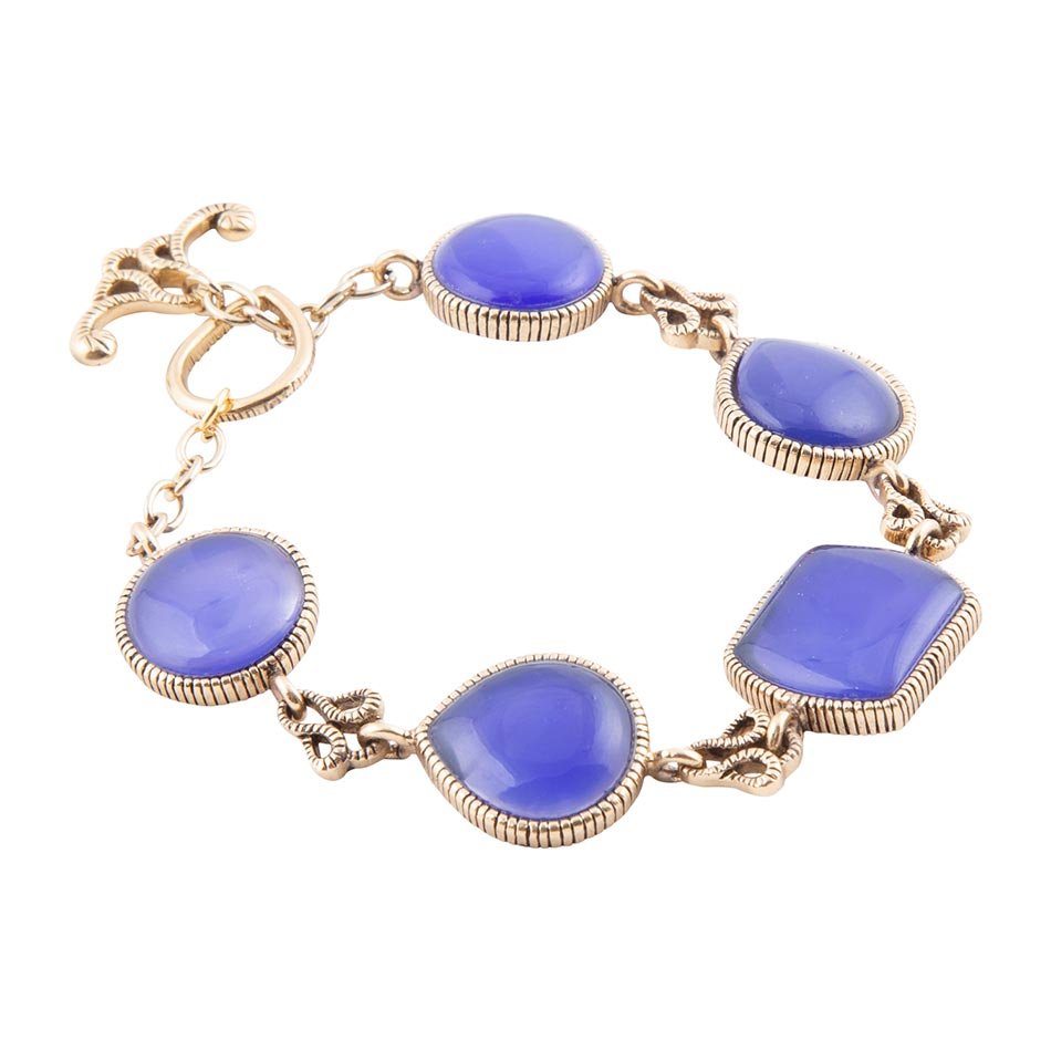Lace Blue Agate Link Golden Bracelet | Bracelets | Wiccan Center