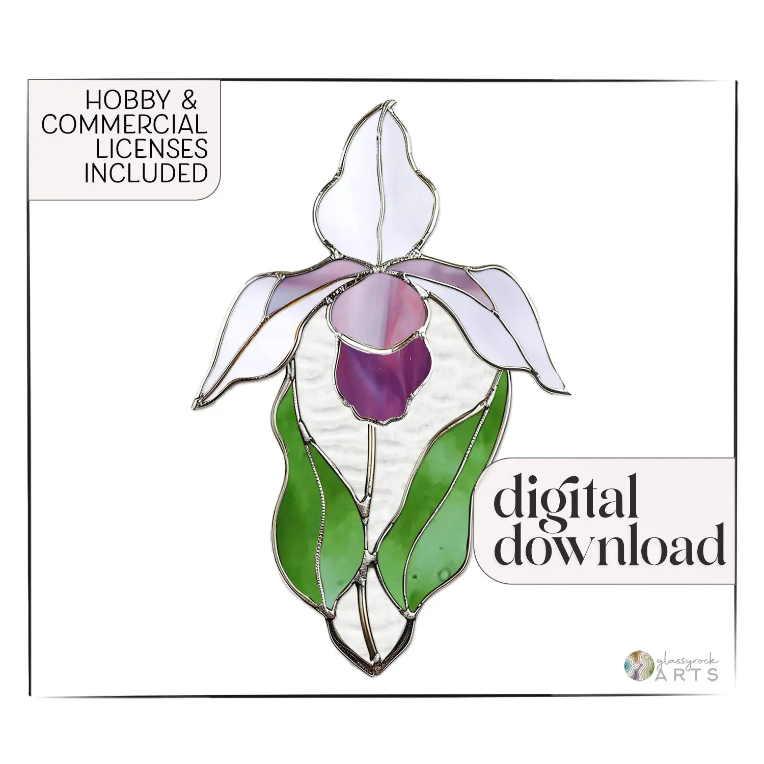 Lady Slipper Orchid Stained Glass Pattern | Crafting Patterns & Molds | Wiccan Center