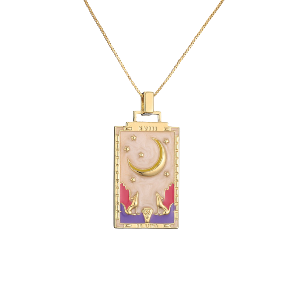 The Pink Moon Tarot Card Necklace