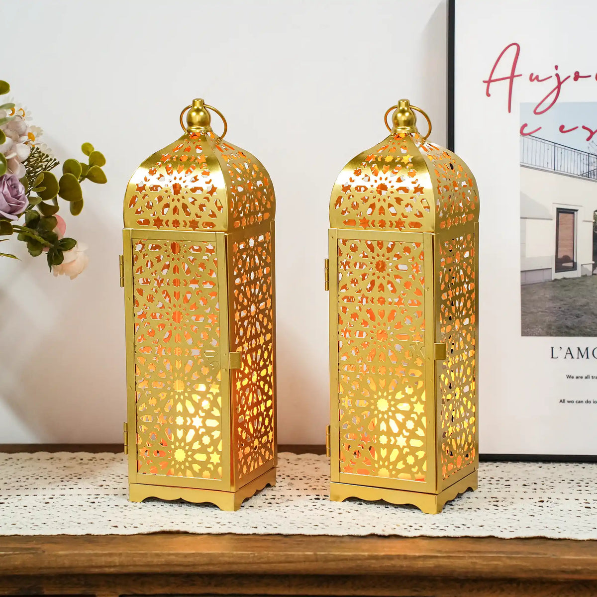 12.5" H Metal Decorative Candle Lantern | Decorative Candle Lantern | Wiccan Center