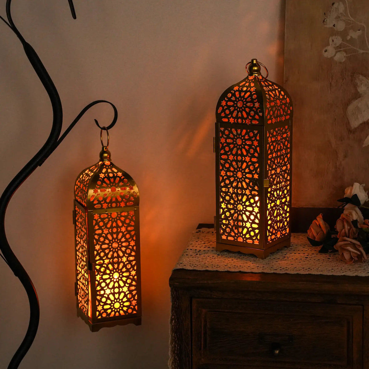 12.5" H Metal Decorative Candle Lantern | Decorative Candle Lantern | Wiccan Center
