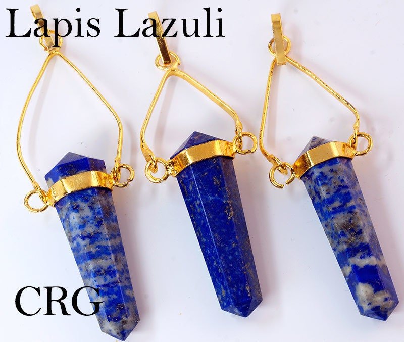 Lapis Lazuli Point Gold-Plated Swivel Pendant (3 Pieces) Size 1.5 to 3 Inch