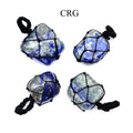 Lapis Lazuli Tumbled Pendant with Black Cord Macramé (1 Inch) (5 Pieces)