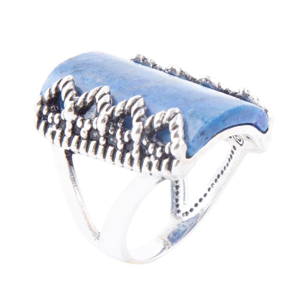 Blue Lapis Slice and Sterling Silver Ring | Rings | Wiccan Center
