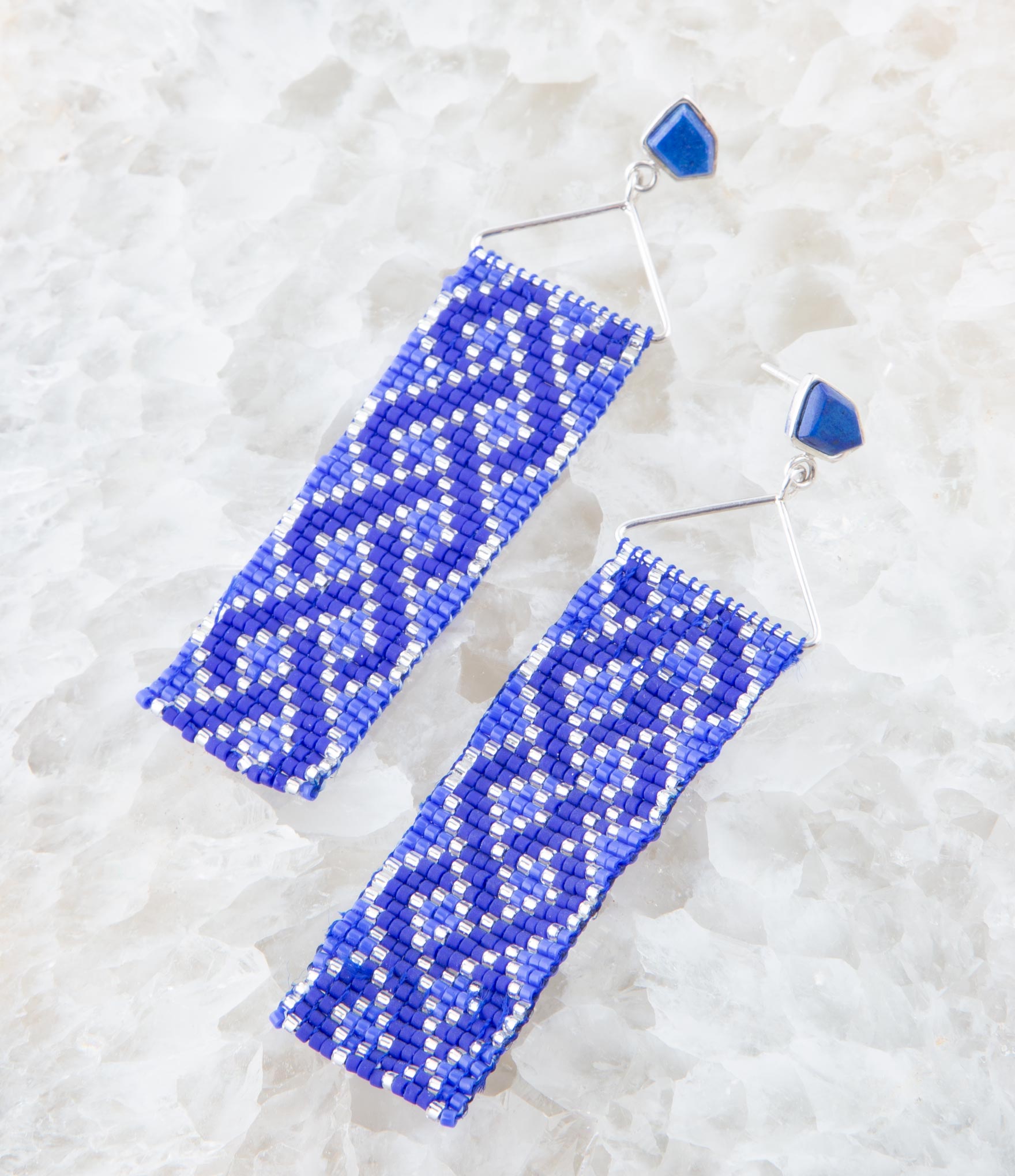 Lapis Woven Seed Bead Earrings | Earrings | Wiccan Center