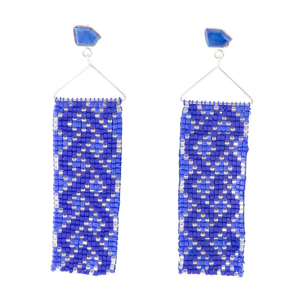 Lapis Woven Seed Bead Earrings | Earrings | Wiccan Center