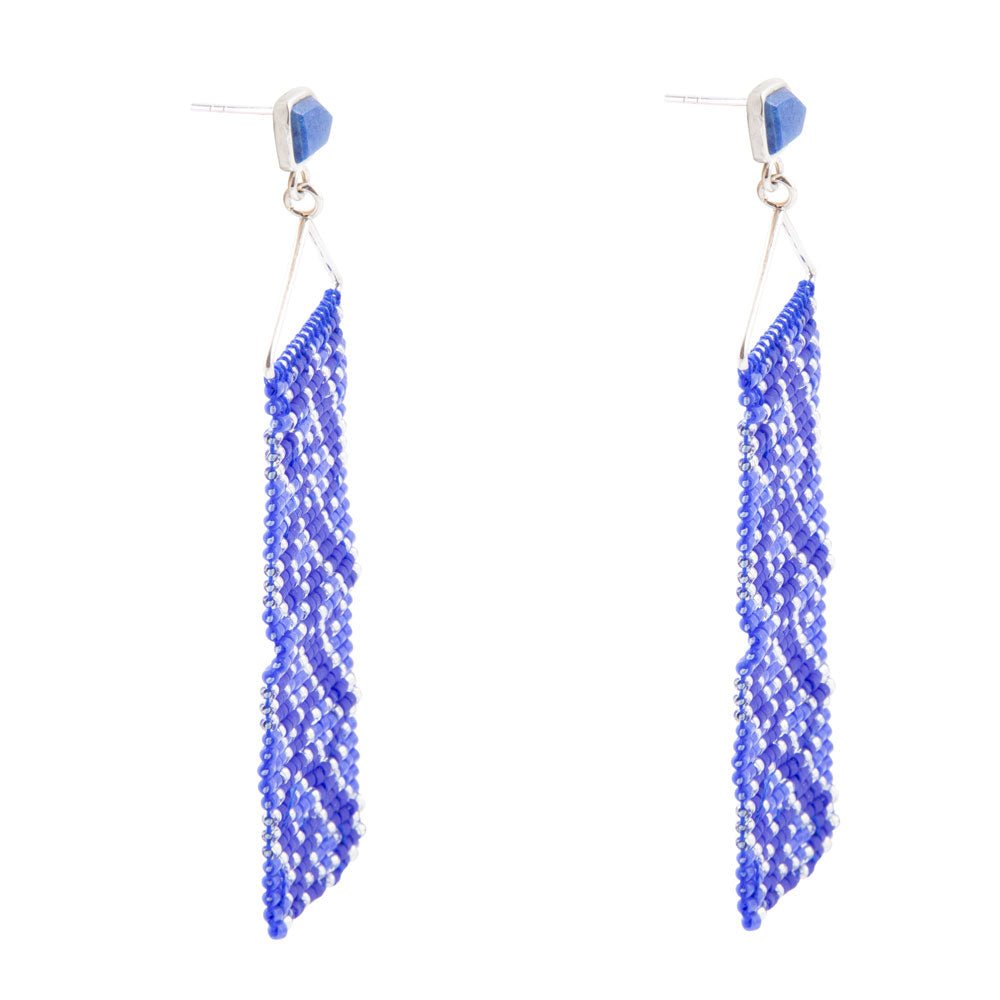 Lapis Woven Seed Bead Earrings | Earrings | Wiccan Center