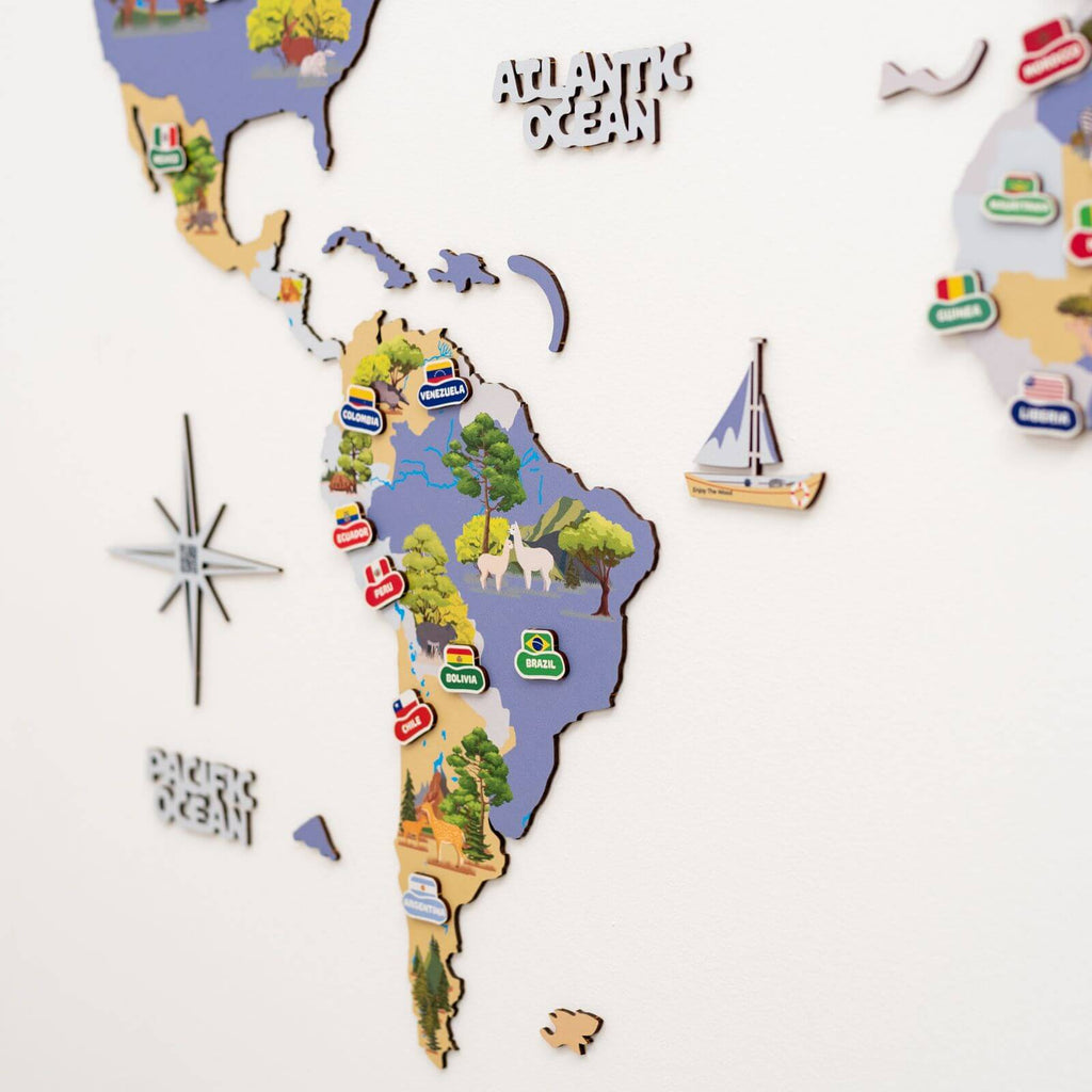 Animal World Map Indigo