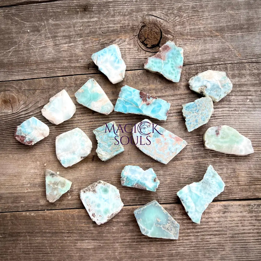 Larimar Polished Slab — Rare Dominican Republic Crystal for Calm & Communication | Rocks & Fossils | Wiccan Center