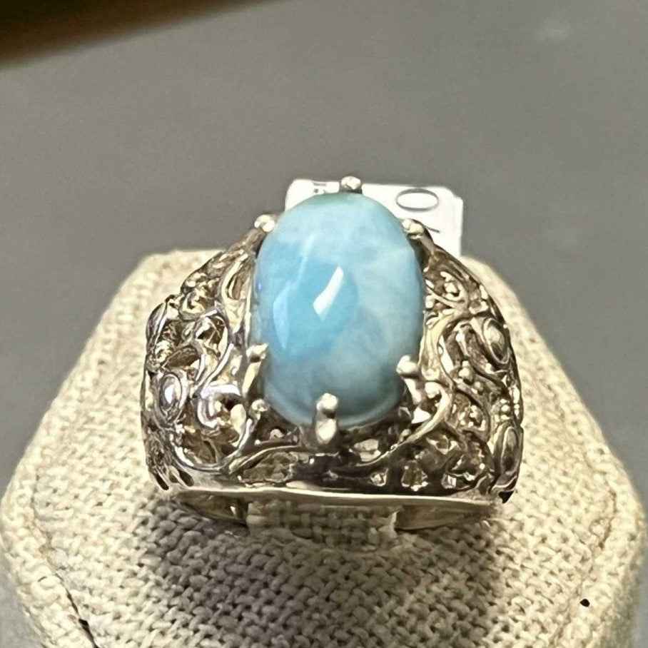 Larimar Ring Size 7 "Caribbean Queen" | Rings | Wiccan Center