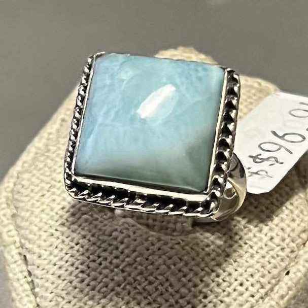 Larimar Ring Size 9 "Ocean Squared" | Rings | Wiccan Center