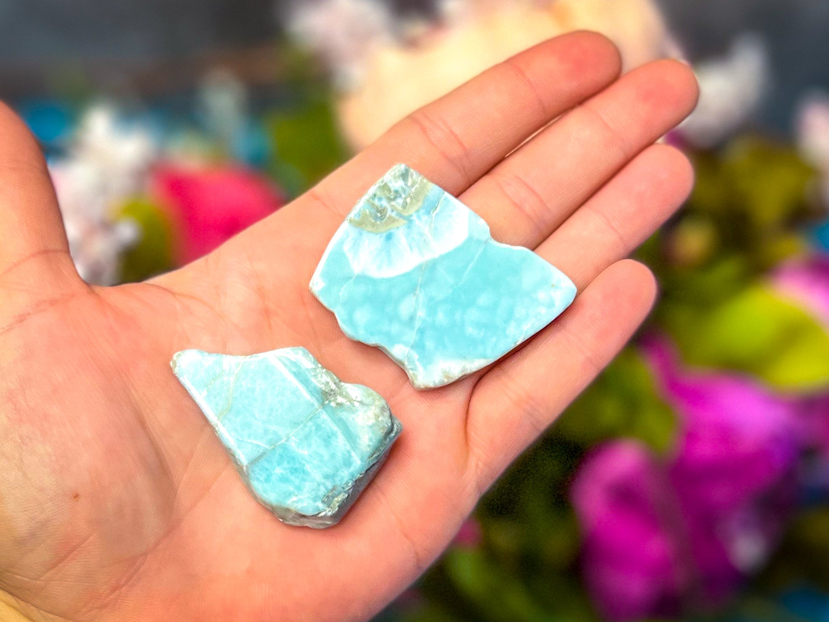 Polished Larimar Slices, Good Quality | | Wiccan Center