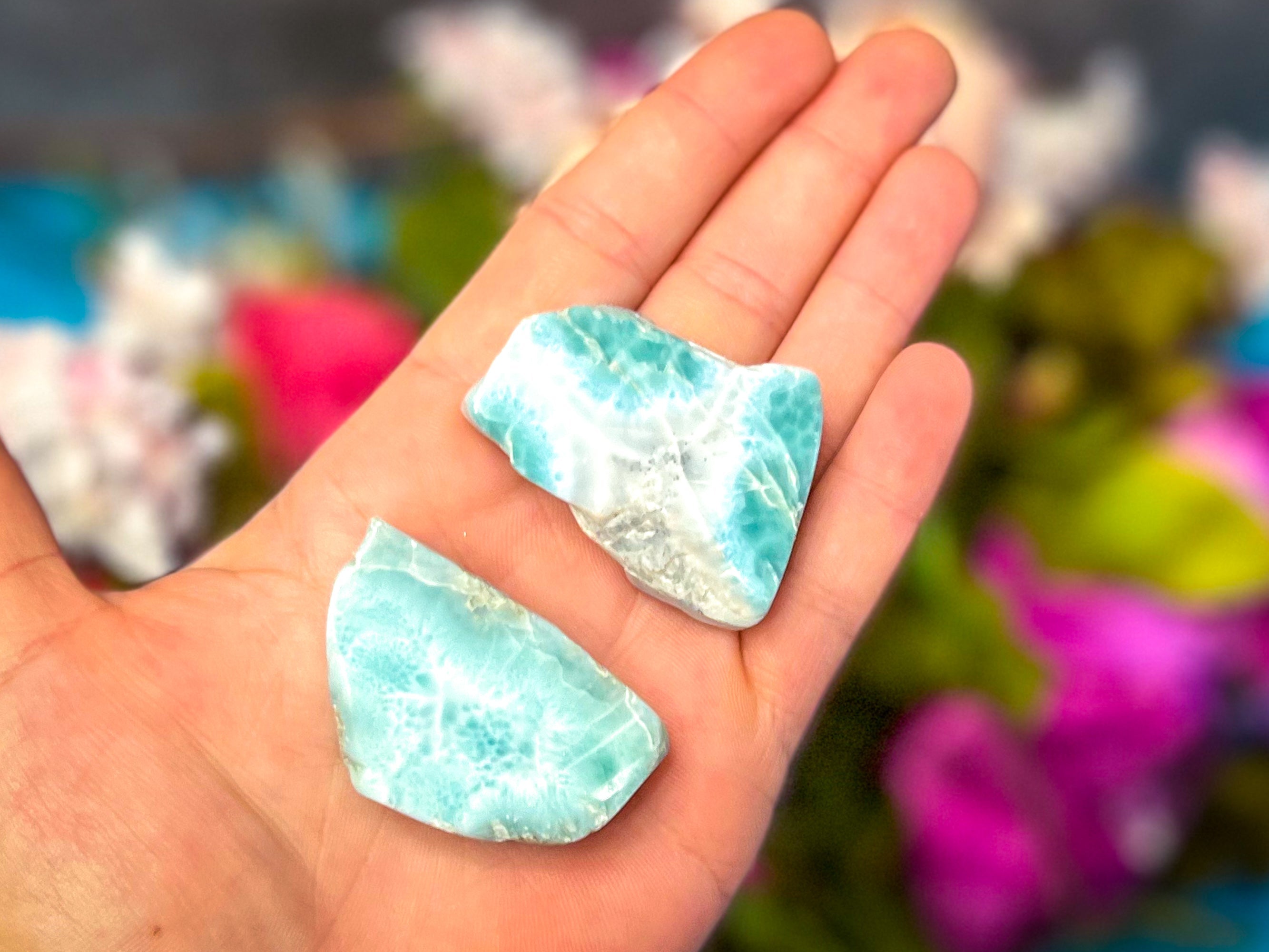 Polished Larimar Slices, Good Quality | | Wiccan Center