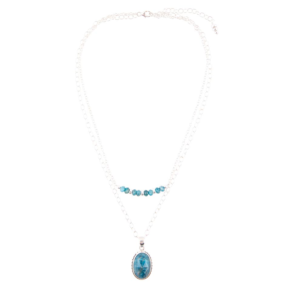 Layered Blue Apatite and Sterling Silver Necklace | Necklaces | Wiccan Center