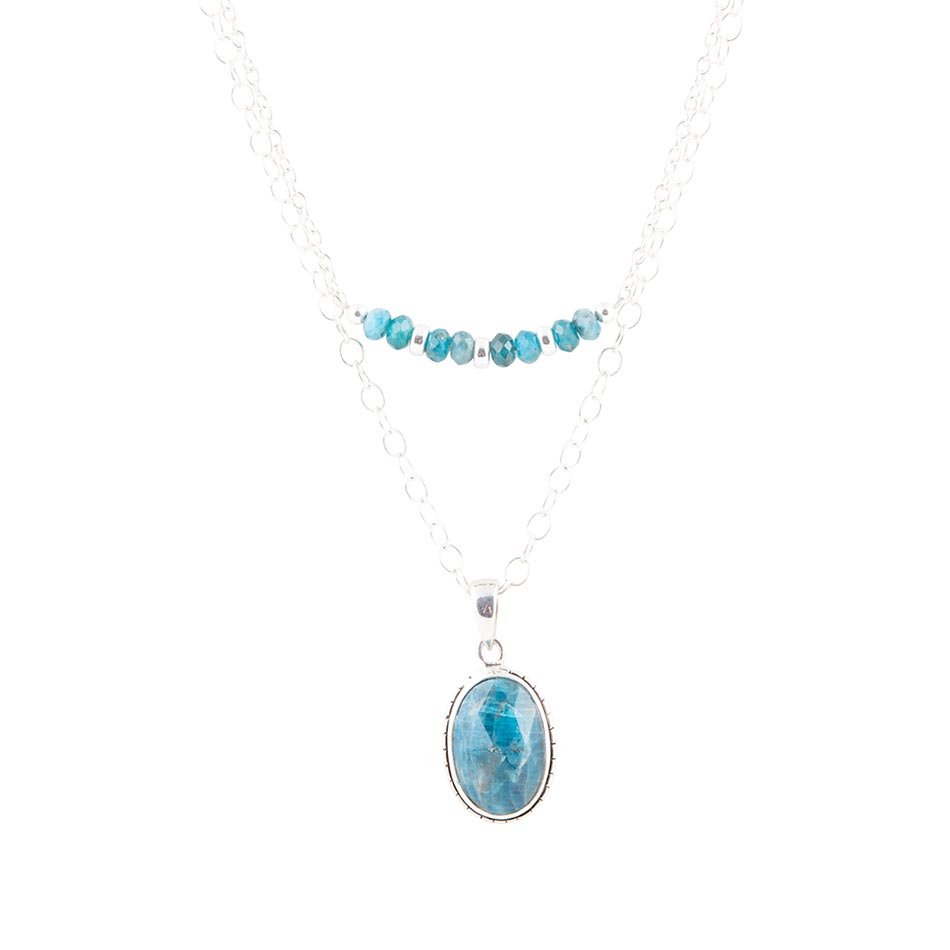 Layered Blue Apatite and Sterling Silver Necklace | Necklaces | Wiccan Center