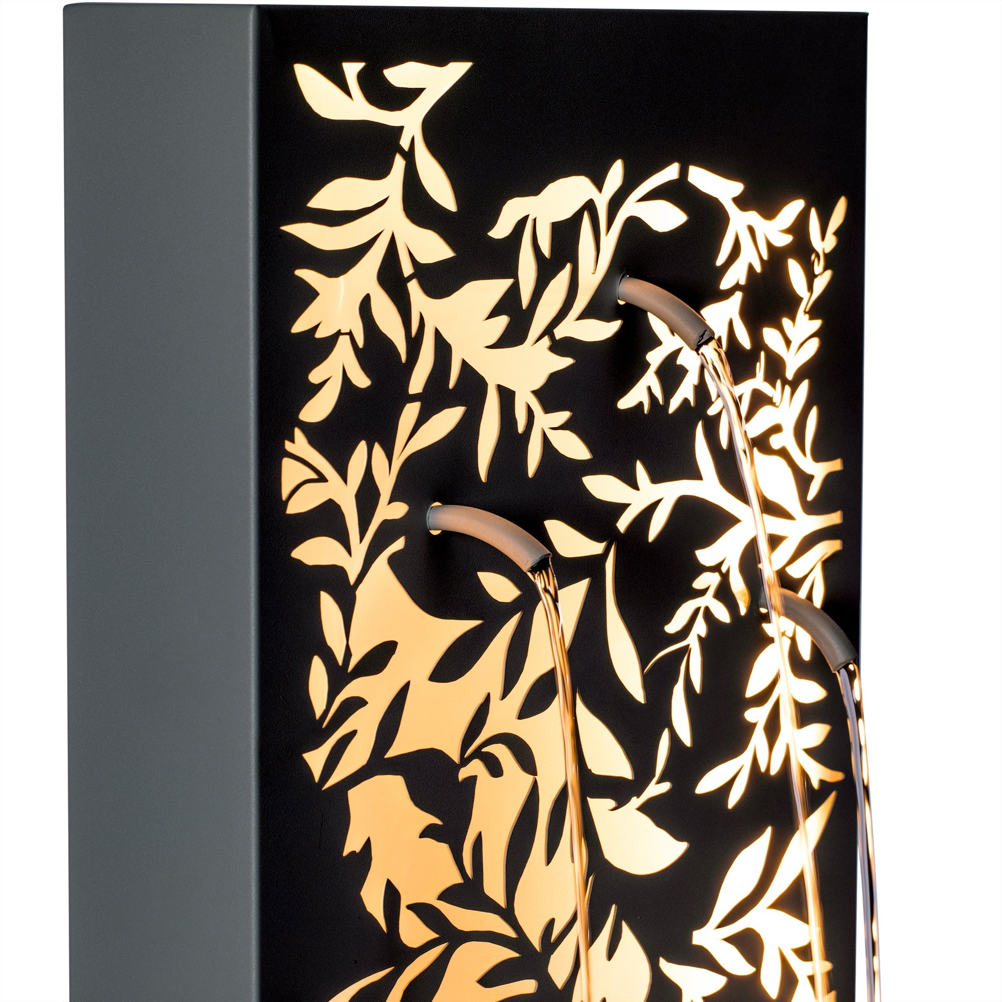 Metal Wall Fountain Outdoor Cut Leaf Panel Backlit