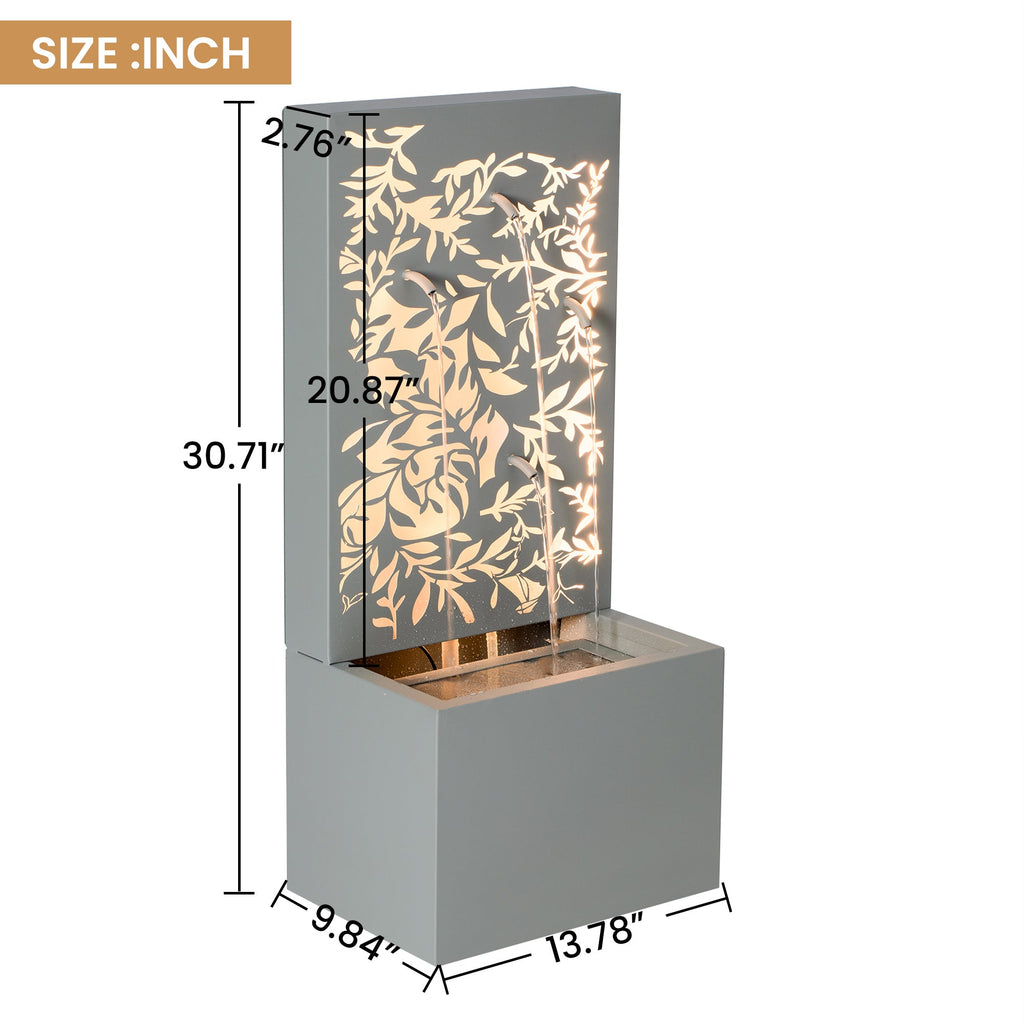 Metal Wall Fountain Outdoor Cut Leaf Panel Backlit