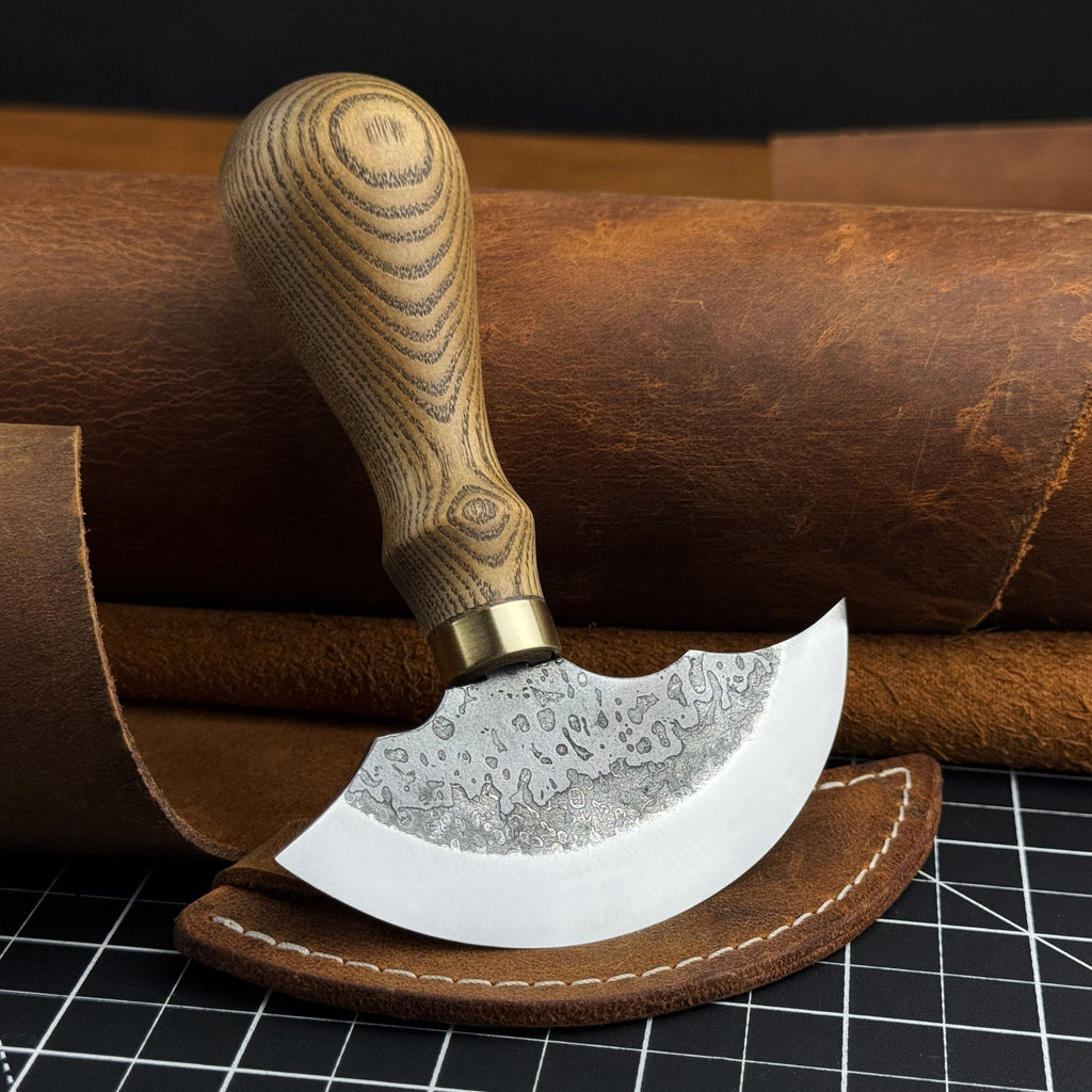 Leather Round Knife, 10 cm (3.9 inches) | Leather Knife | Wiccan Center