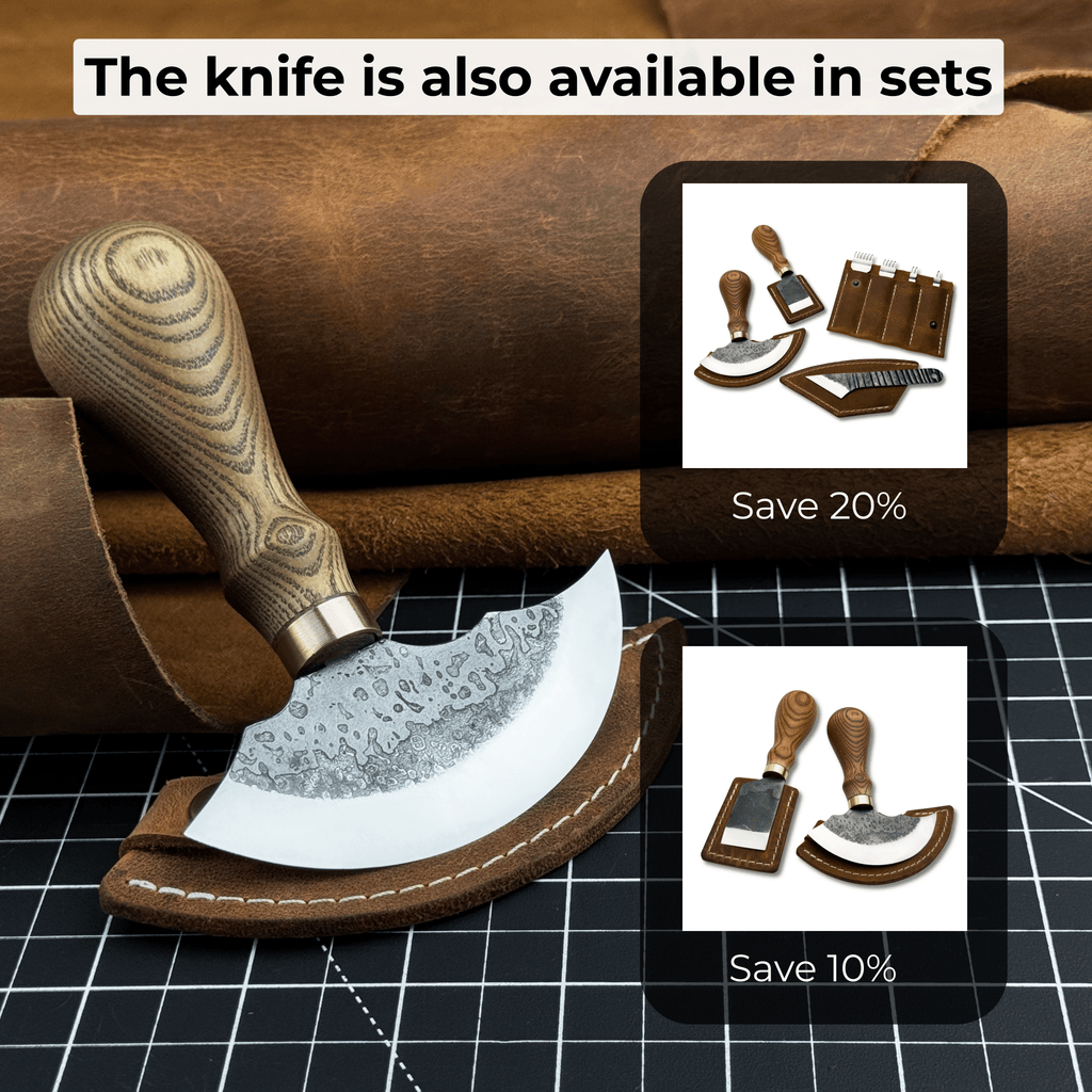 Leather Round Knife, 10 cm (3.9 inches) | Leather Knife | Wiccan Center