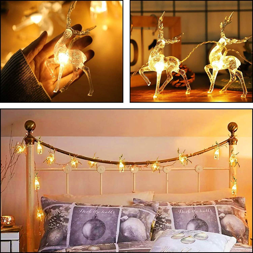 LED Warm White Christmas Lights Reindeer String Lights | Seasonal Decor | Wiccan Center