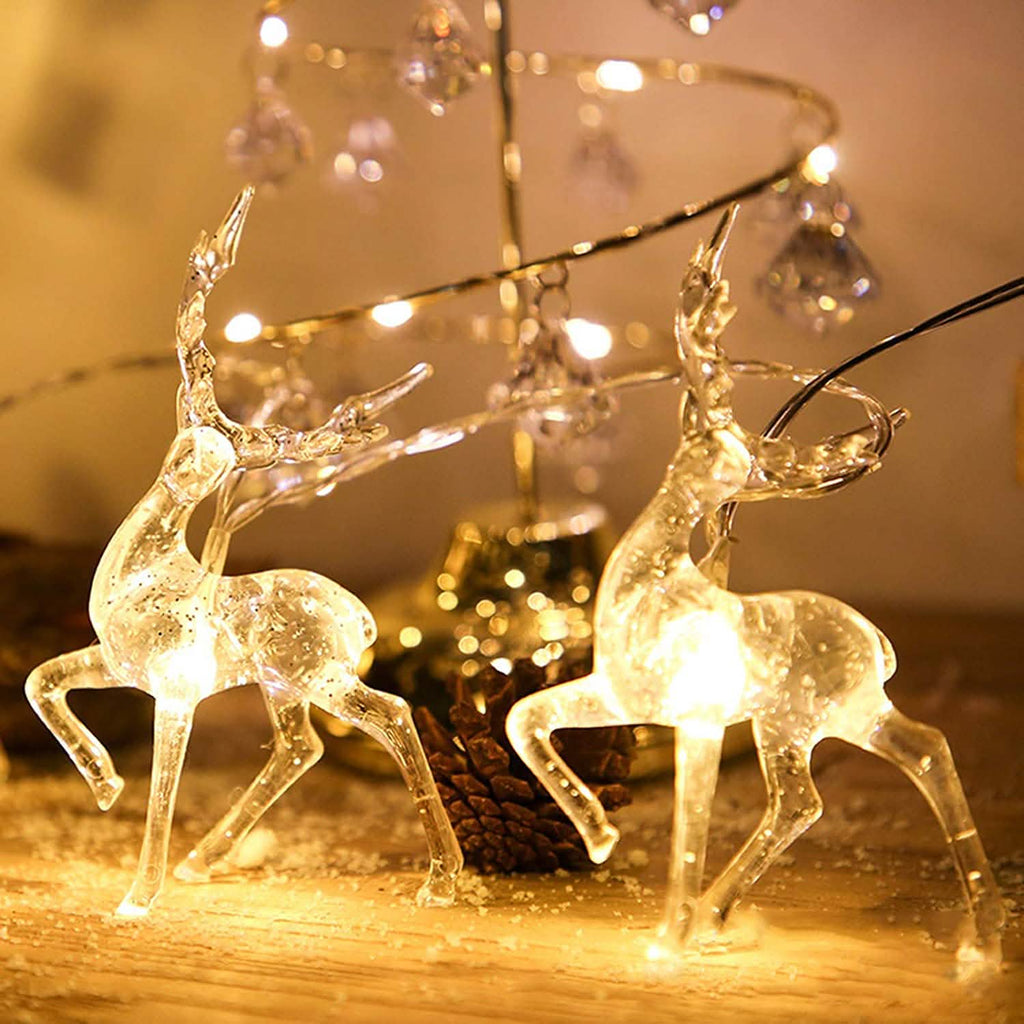 LED Warm White Christmas Lights Reindeer String Lights | Seasonal Decor | Wiccan Center