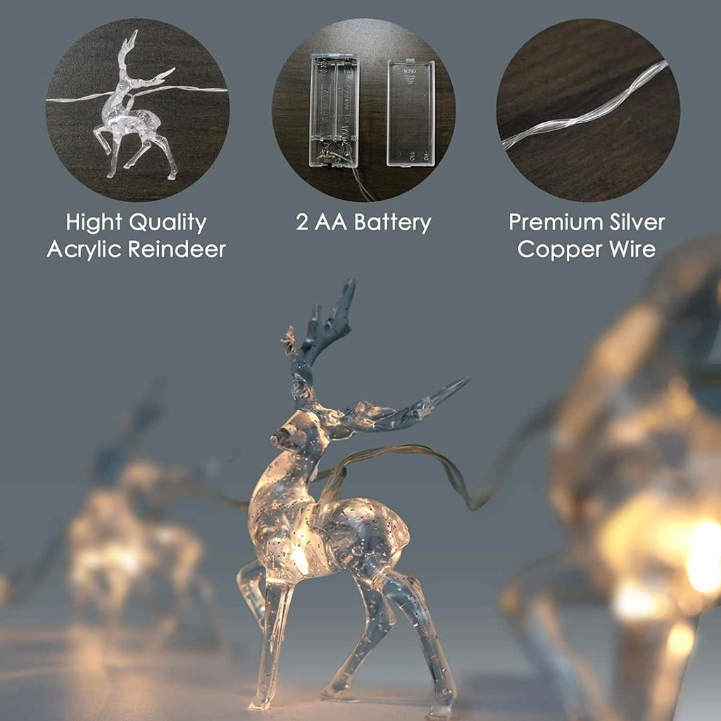 LED Warm White Christmas Lights Reindeer String Lights | Seasonal Decor | Wiccan Center