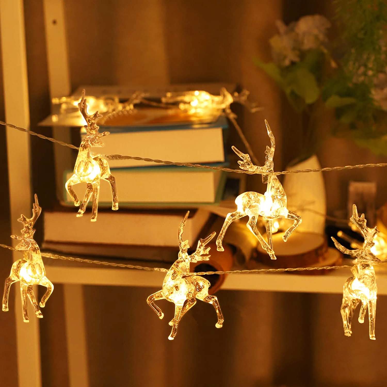 LED Warm White Christmas Lights Reindeer String Lights | Seasonal Decor | Wiccan Center