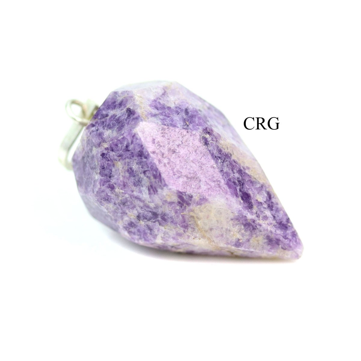 Lepidolite Faceted Drop Pendant with Silver Bail (1 Inch) (4 Pcs)