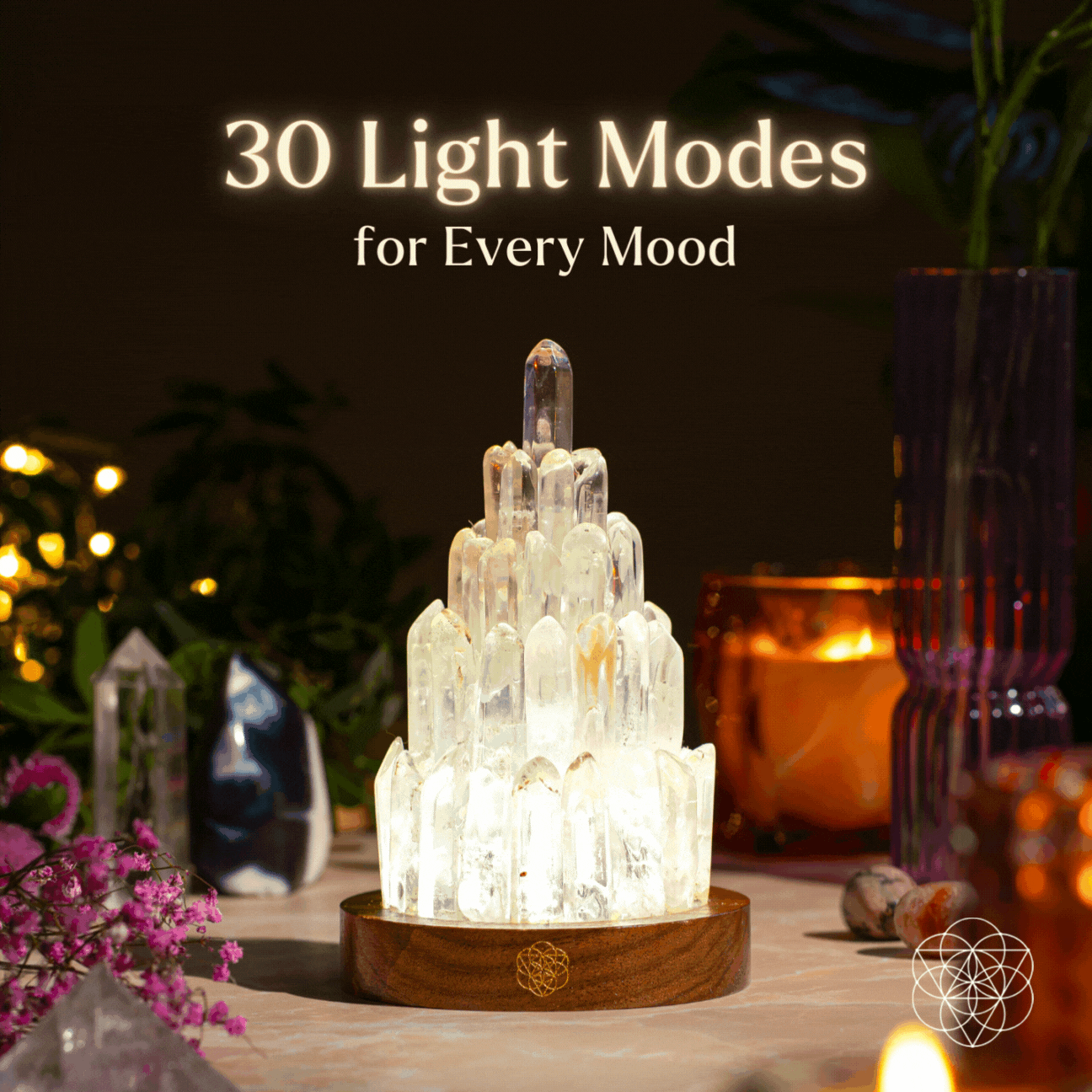 The Clear Quartz Manifestation Tower Lamp | Night Light | Wiccan Center