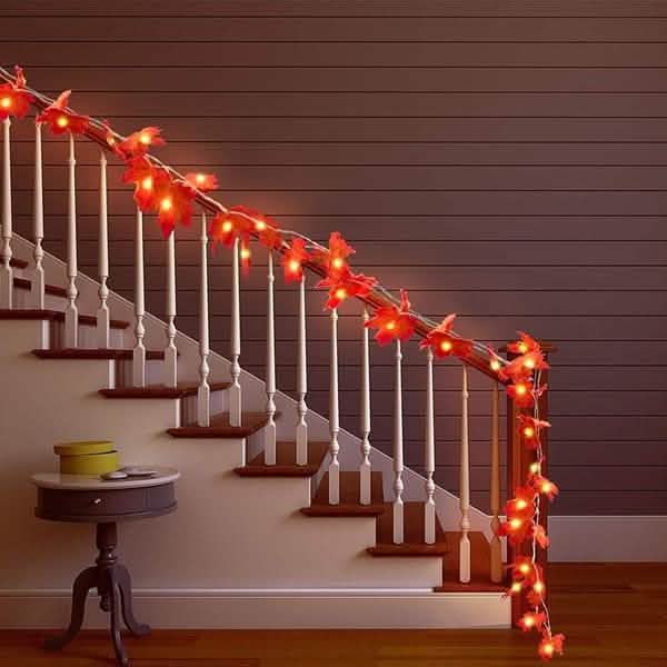 Lighted Fall Garland 40 LED String Light | Seasonal Decor | Wiccan Center