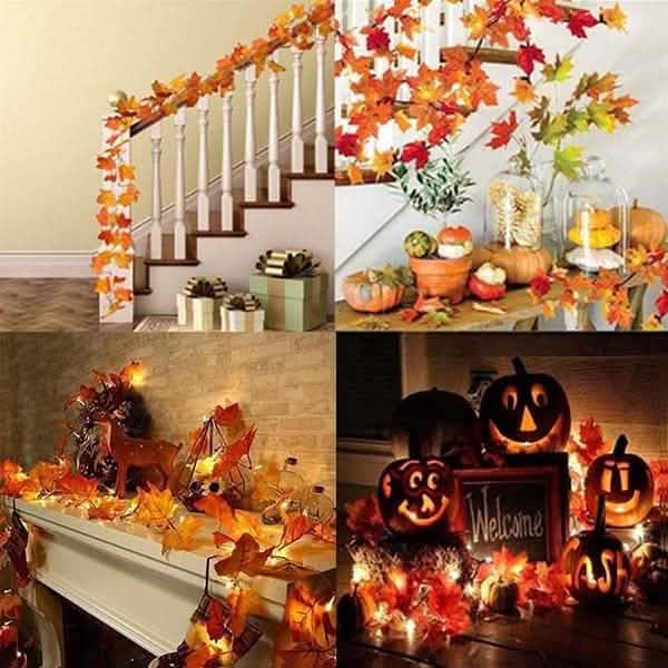 Lighted Fall Garland 40 LED String Light | Seasonal Decor | Wiccan Center