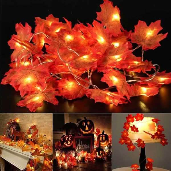 Lighted Fall Garland 40 LED String Light | Seasonal Decor | Wiccan Center