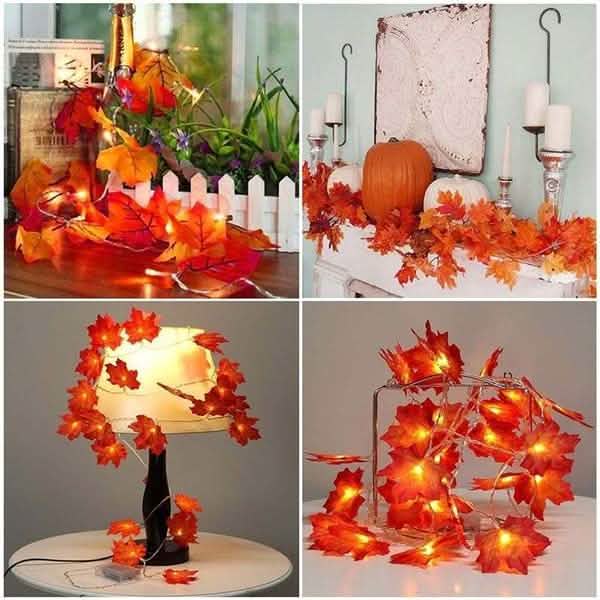Lighted Fall Garland 40 LED String Light | Seasonal Decor | Wiccan Center