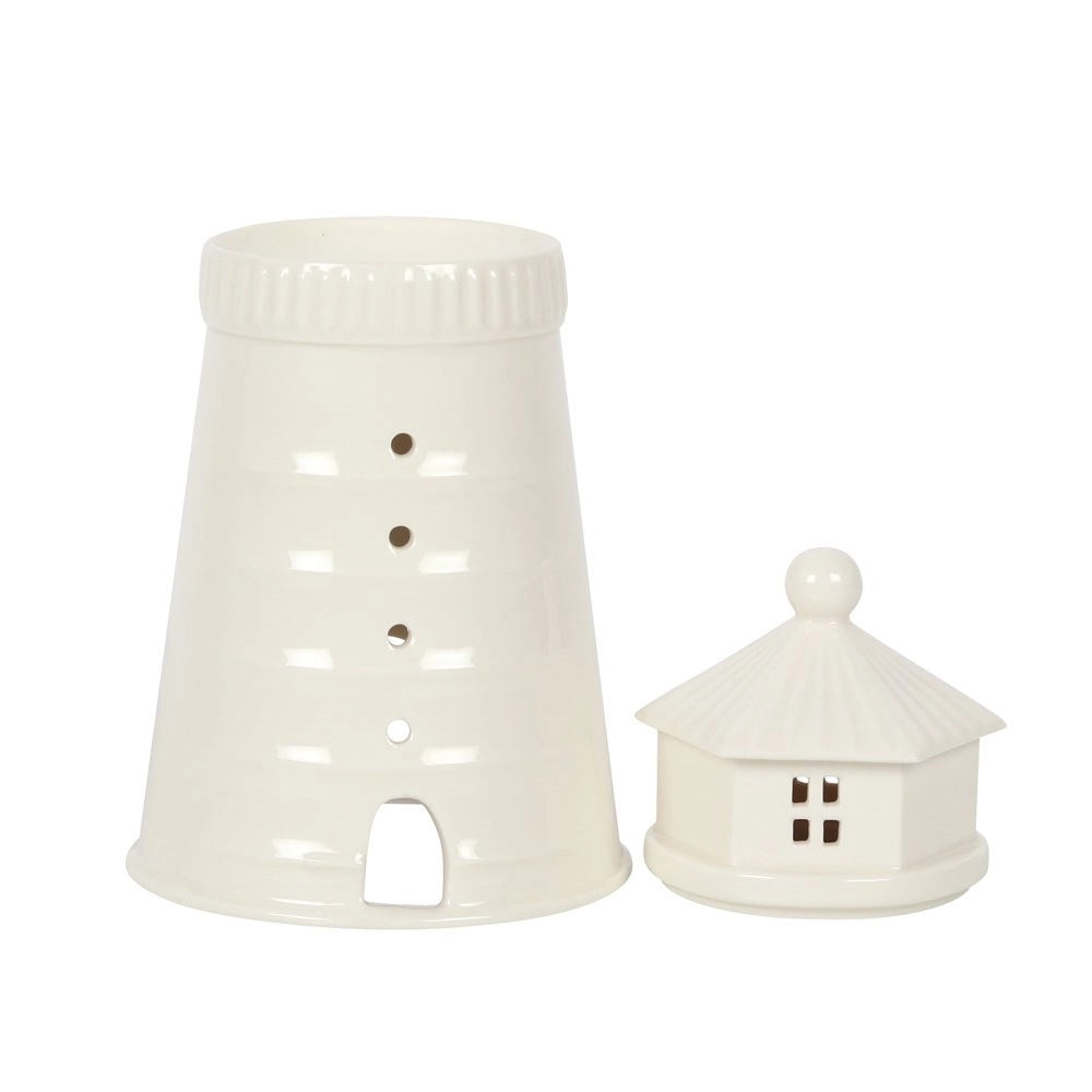 Nautical White Lighthouse Oil Burner and Wax Warmer | Wax Melt Warmer | Wiccan Center