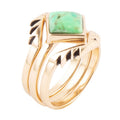 Aztec Lime Green Turquoise Golden Ring Set | Rings | Wiccan Center